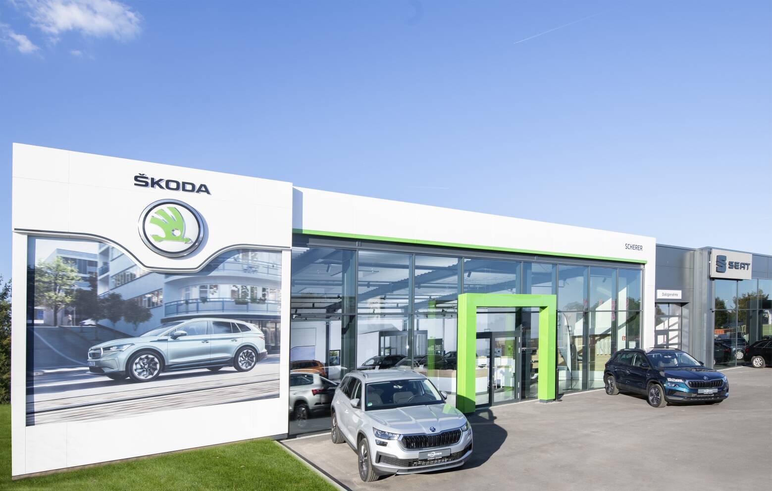 Autohaus scherer neuer Skodahändler in Ludwigshafen ausgestattet mit Elektrotechnik von Ern